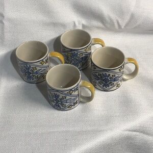 Yellow and Blue Patterned Espresso Cups